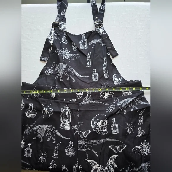 ROMWE Black and White Gothic Print Overalls Jumpsuit Whimsygoth Apothecary - Picture 9 of 11
